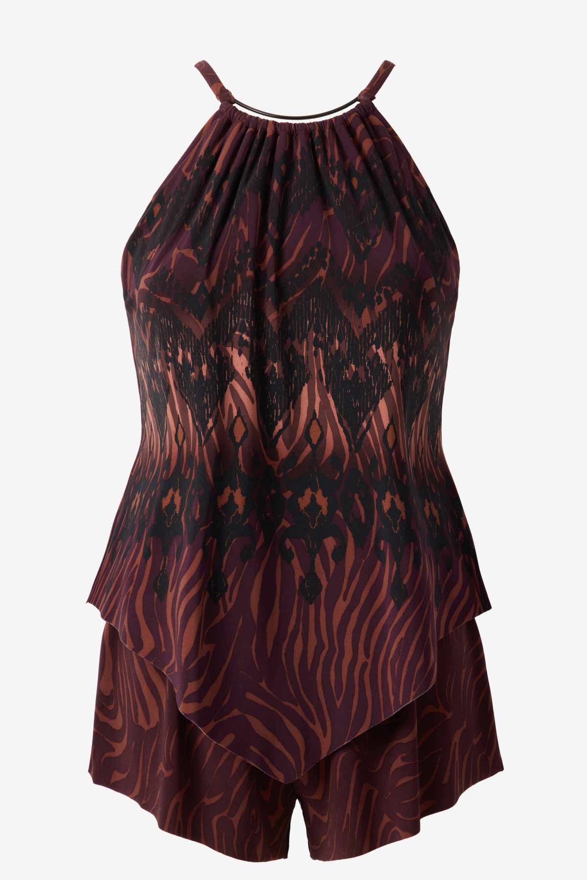Magicsuit Zabra Goldie One Piece Romper Swimsuit Brown/Multi | Miraclesuit