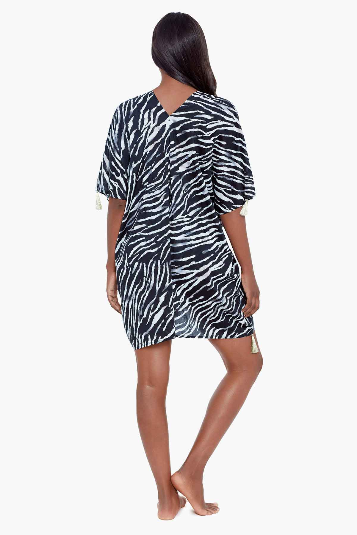 Tigre Sombre Caftan Swim Cover Up Black/White | Miraclesuit