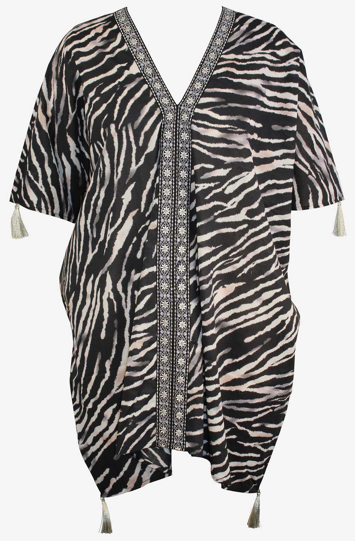 Tigre Sombre Caftan Swim Cover Up Black/White | Miraclesuit