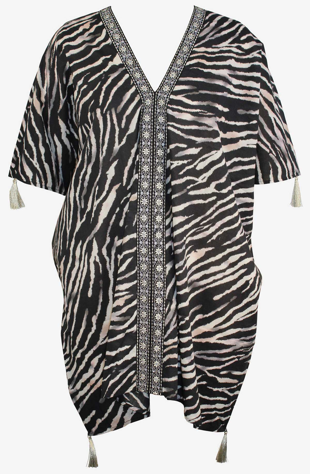 Tigre Sombre Caftan Swim Cover Up Black/White | Miraclesuit