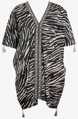 Tigre Sombre Caftan Swim Cover Up Black/White | Miraclesuit