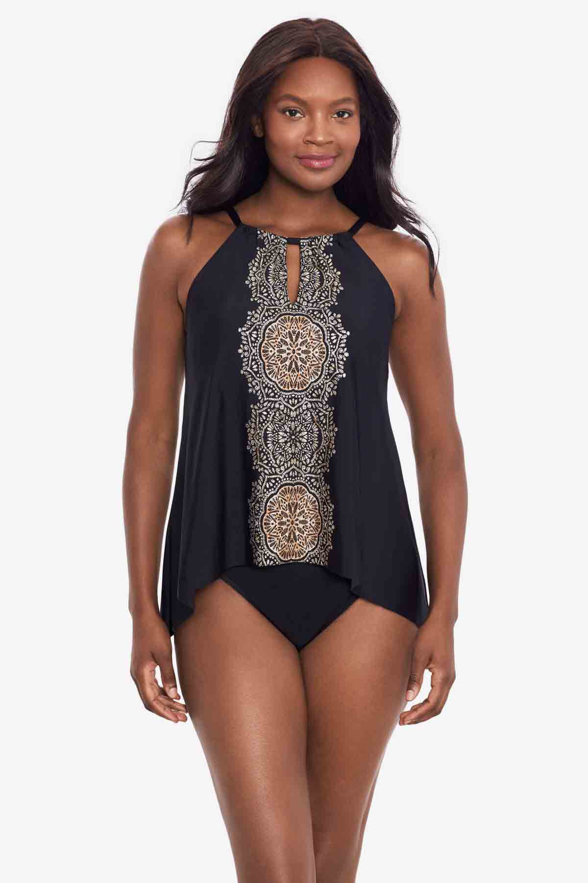 Cappadocia Peephole Tankini Top Black/Multi | Miraclesuit
