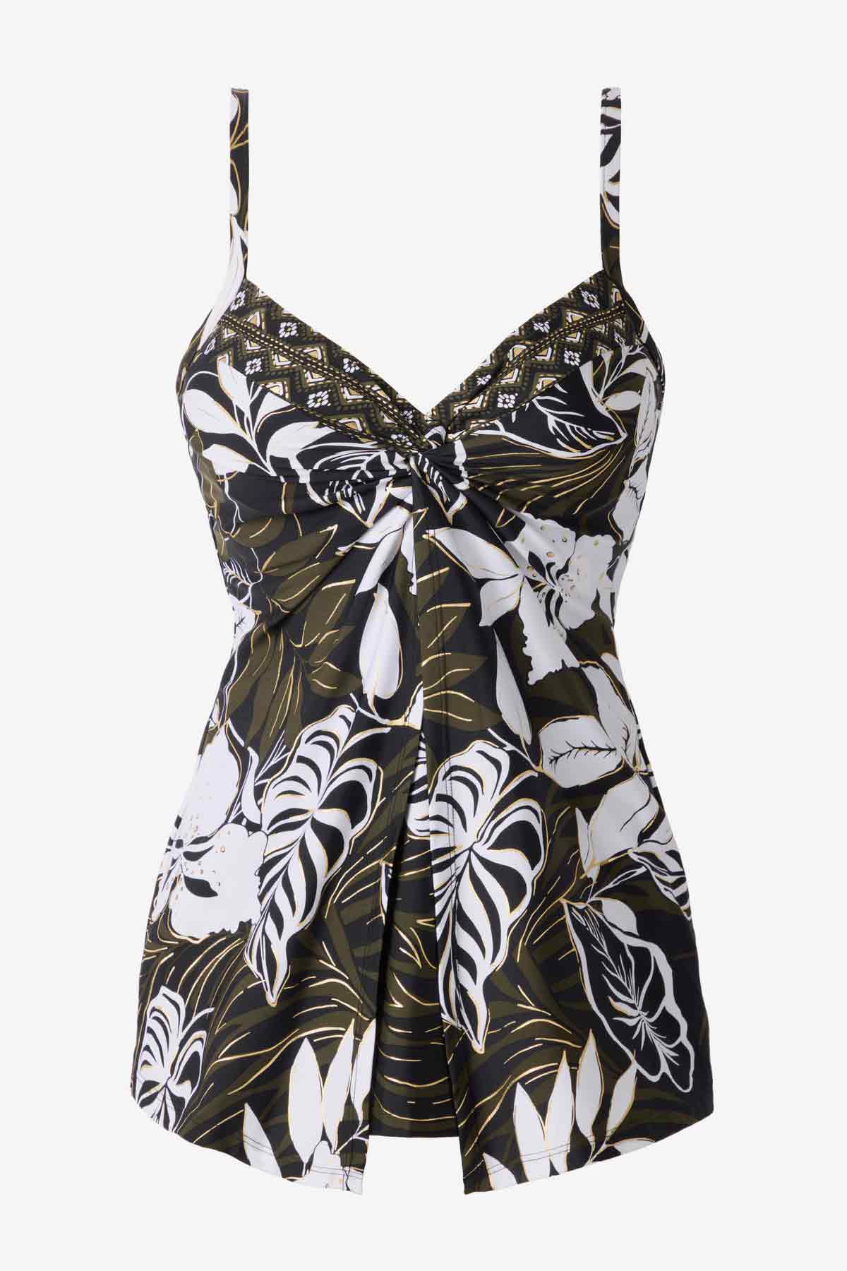 Elle Dorado Love Knot Tankini Top DD-Cup Black/Multi | Miraclesuit