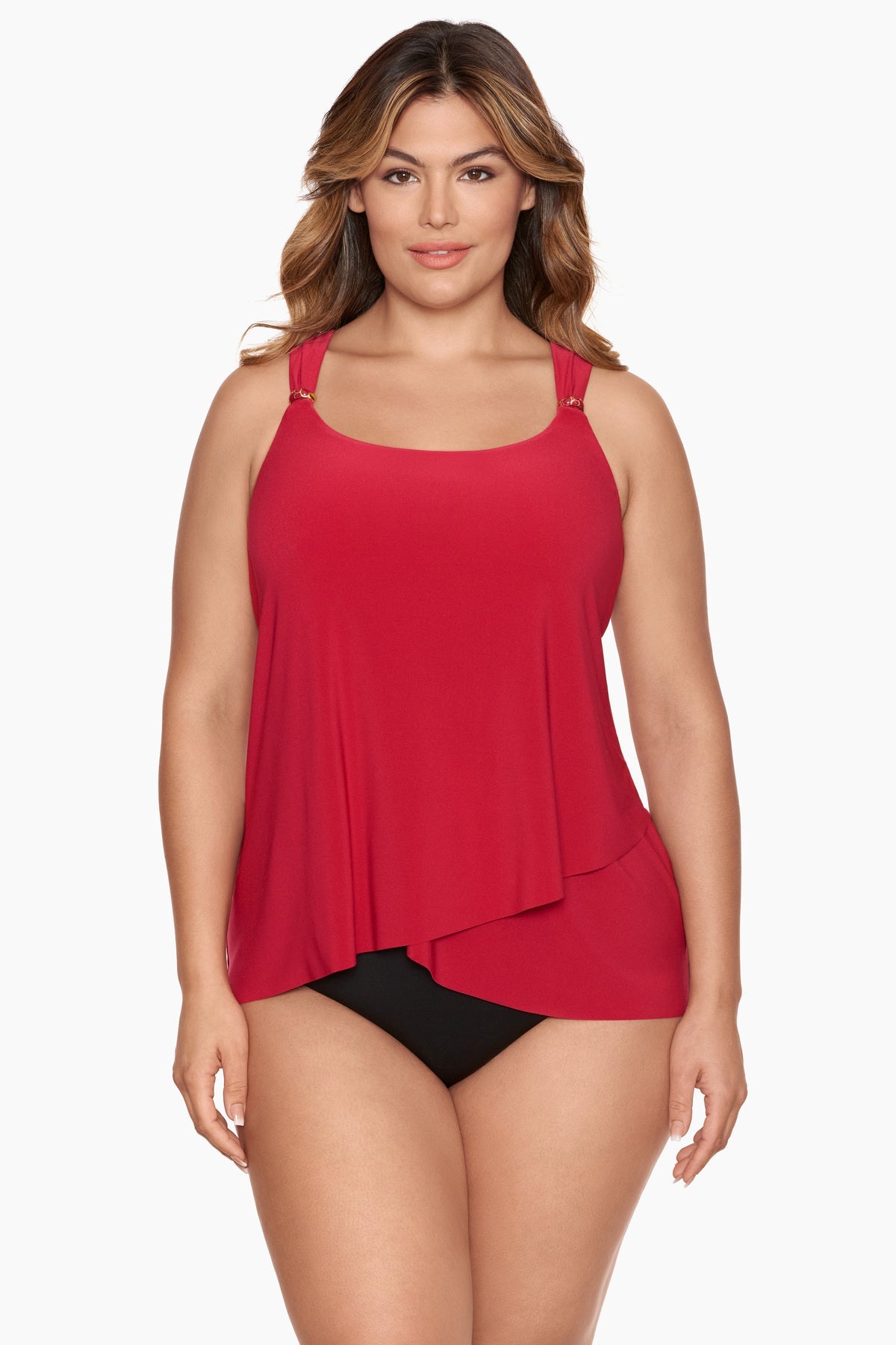 Plus Size Dazzle Tankini Top Cayenne | Miraclesuit
