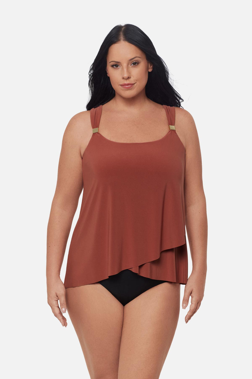 Plus Size Dazzle Tankini Top Cayenne | Miraclesuit