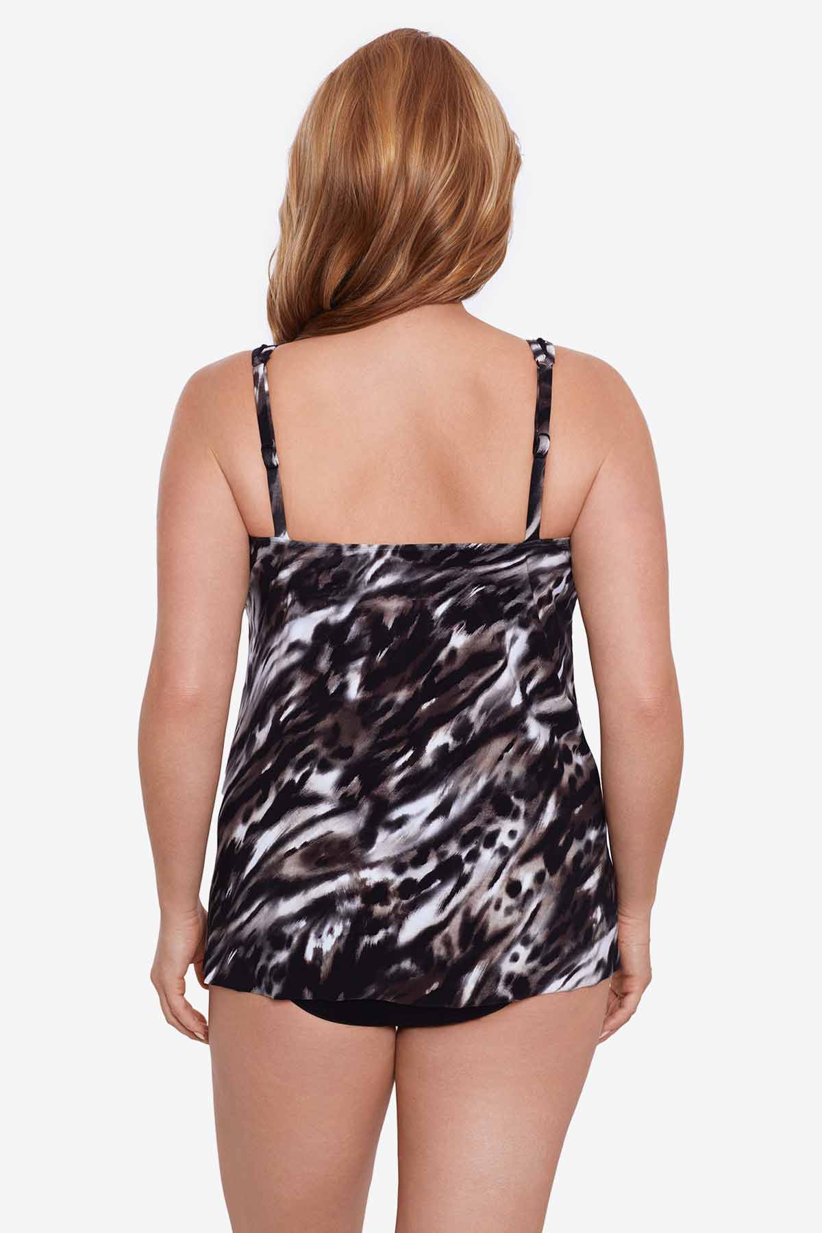 Plus Size Tempest Mirage Tankini Top Black/Brown | Miraclesuit