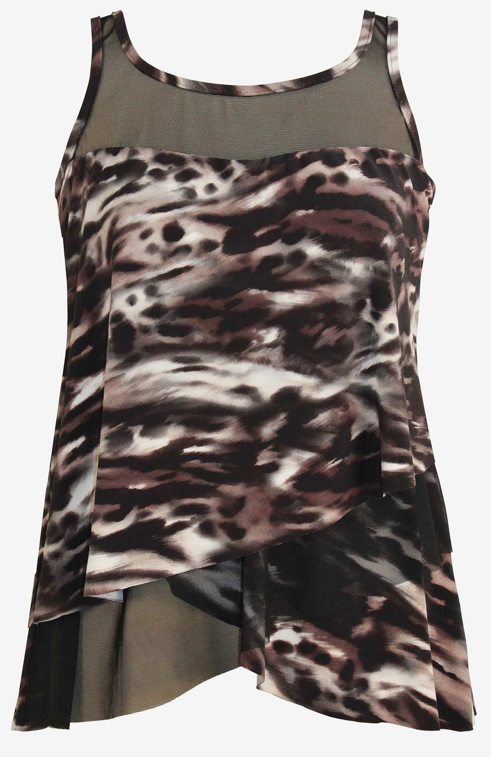 Plus Size Tempest Mirage Tankini Top Black/Brown | Miraclesuit