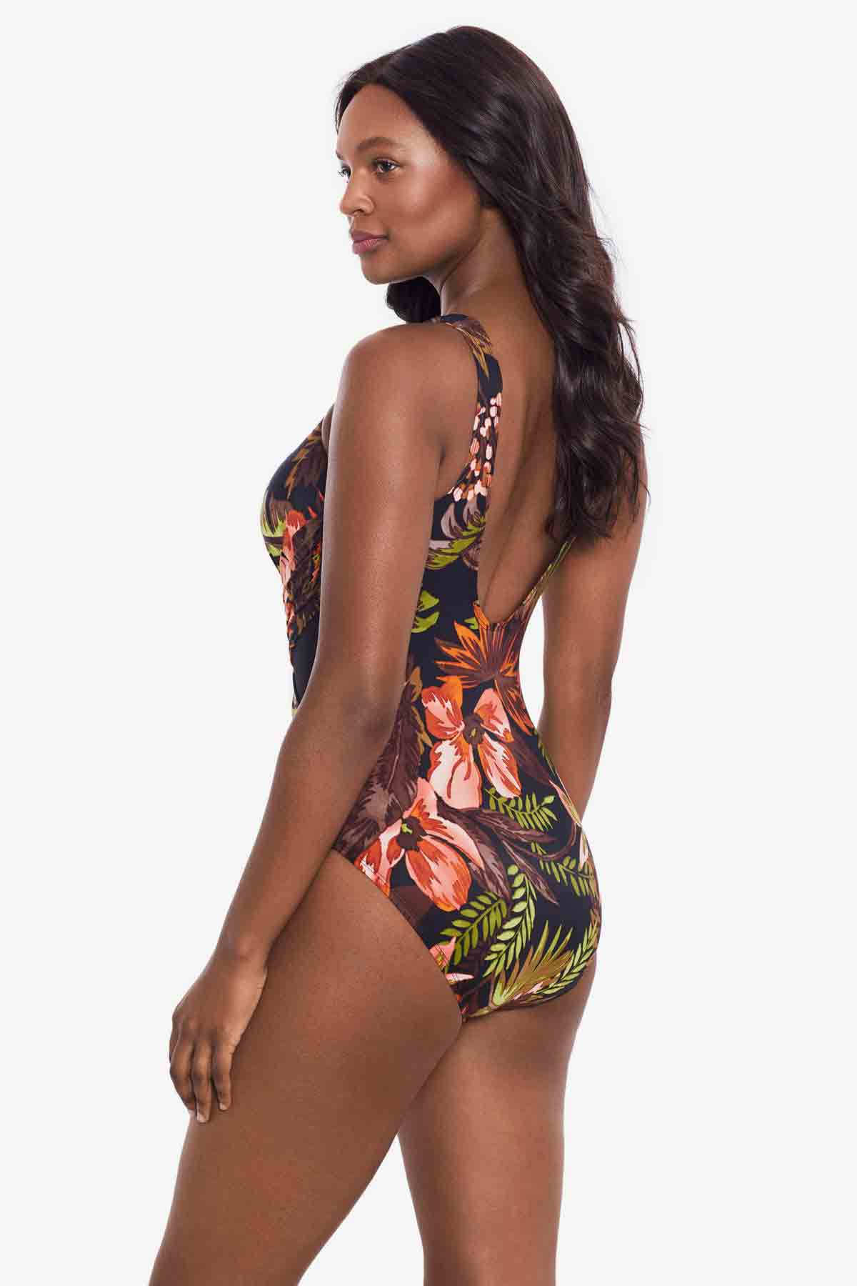 Botanico Crossover One Piece Swimsuit Black/Multi | Miraclesuit