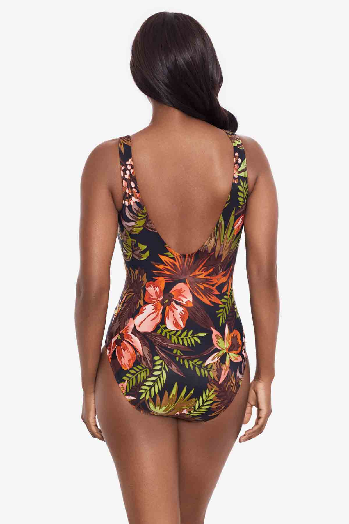 Botanico Crossover One Piece Swimsuit Black/Multi | Miraclesuit