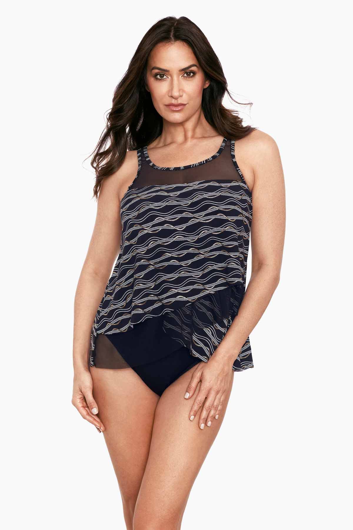 Linked In Mirage Tankini Black/Multi | Miraclesuit