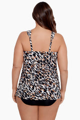 Plus Size Fur Realz Dazzle Tankini Brown/Multi | Miraclesuit