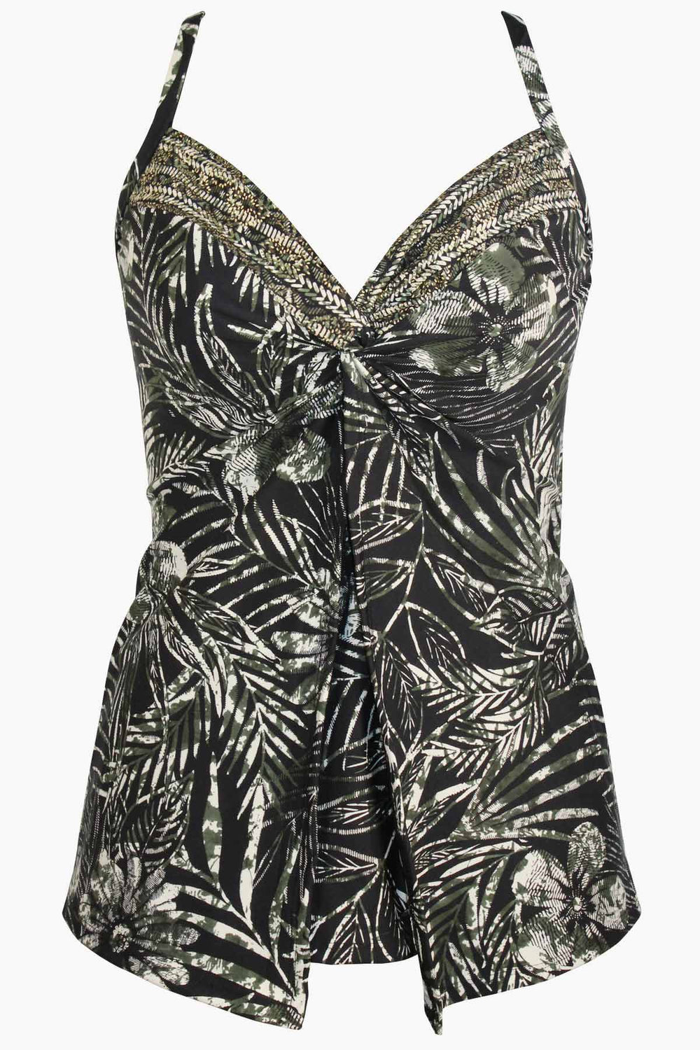 Zahara Love Knot Tankini Top Black/Multi | Miraclesuit