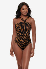 Europa One Piece in Raya De Safari Black/Brown | Miraclesuit