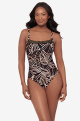 Kara One Piece Swimsuit in Let's Be Fronds Black/Multi | Miraclesuit
