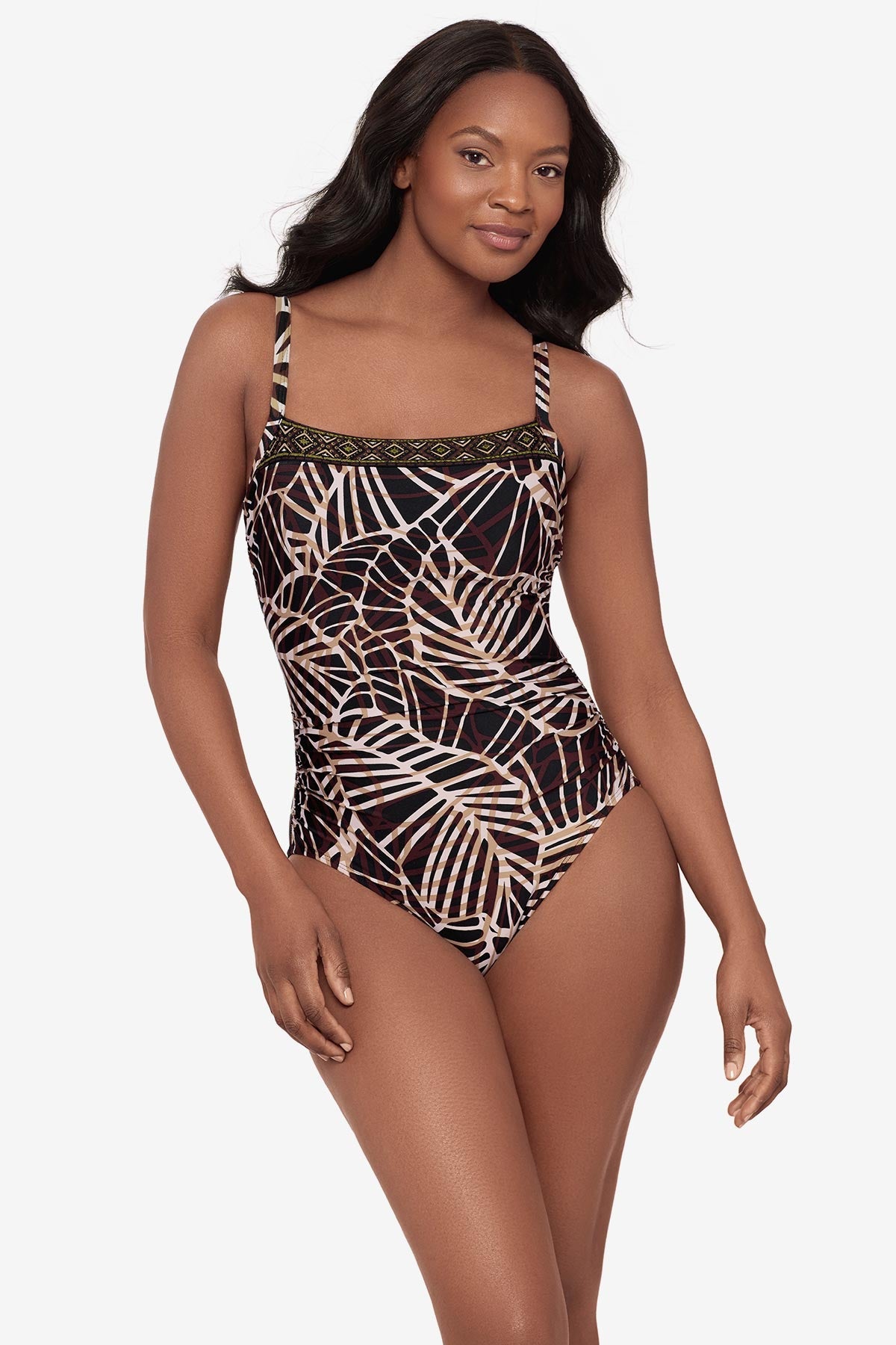 Kara One Piece Swimsuit in Let's Be Fronds Black/Multi | Miraclesuit