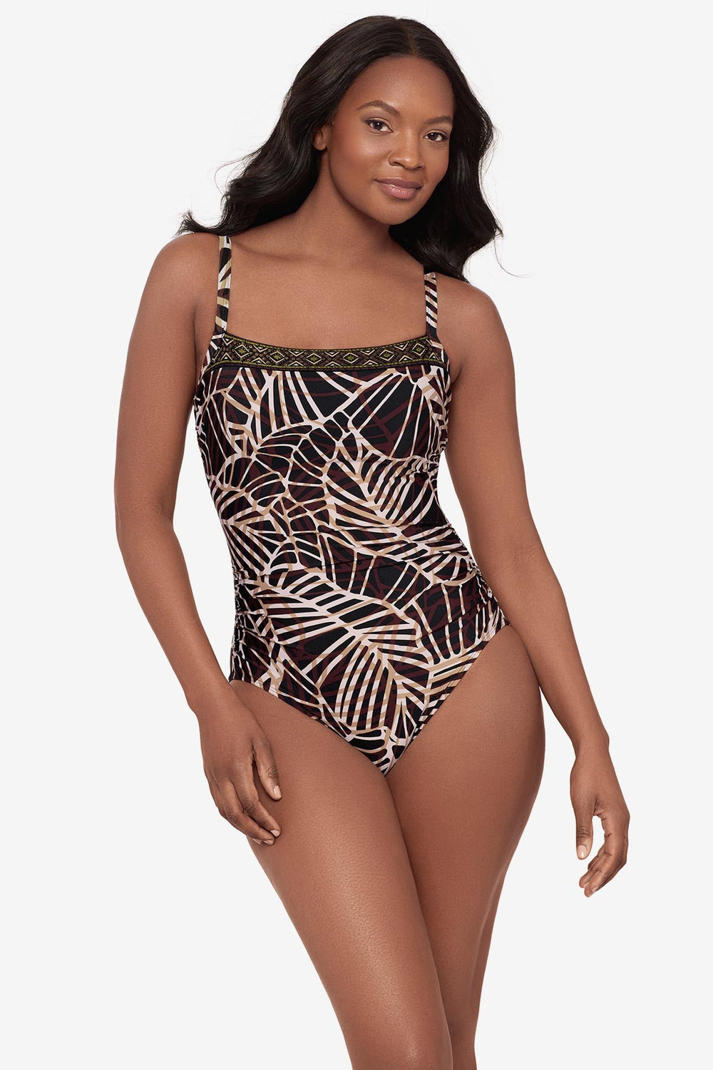 Kara One Piece Swimsuit in Let's Be Fronds Black/Multi | Miraclesuit