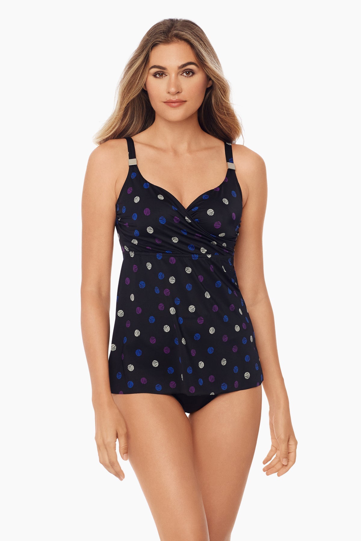 Spotted Surplice Tankini D-DDD Cup Multi | Miraclesuit