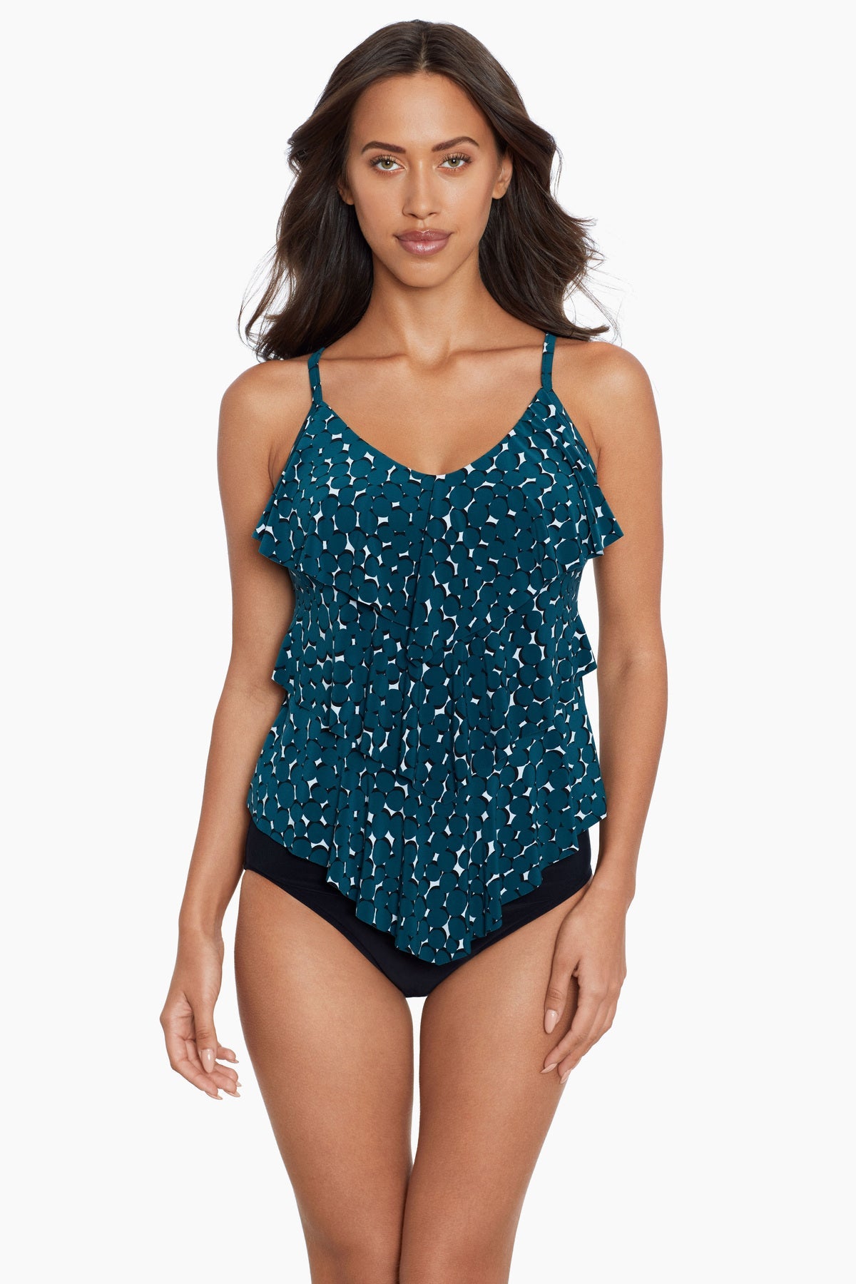 Magicsuit Shadow Dot Rita Tankini Top Teal/Black | Miraclesuit