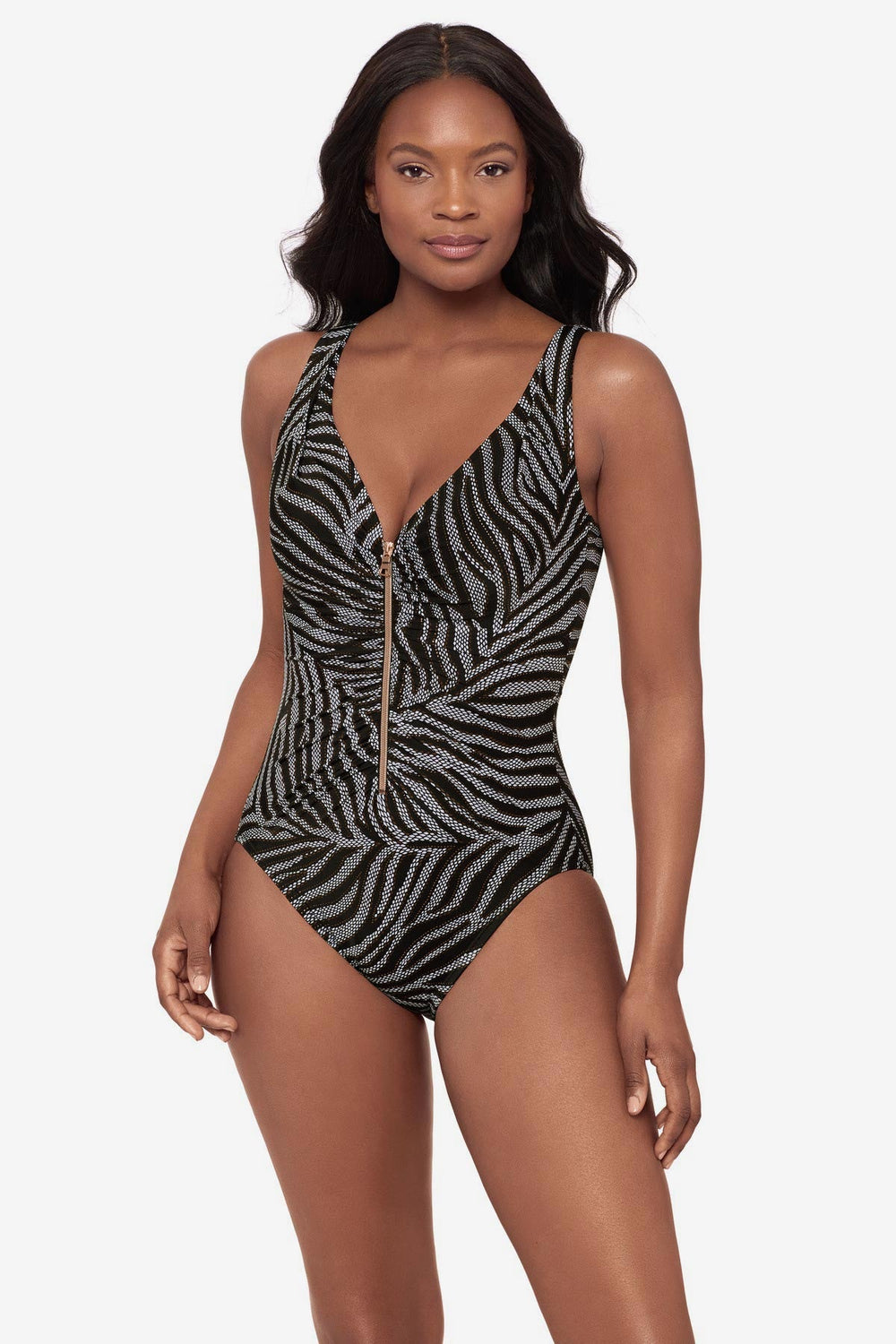 Zipt One Piece Swimsuit in Zirconic Black/White | Miraclesuit