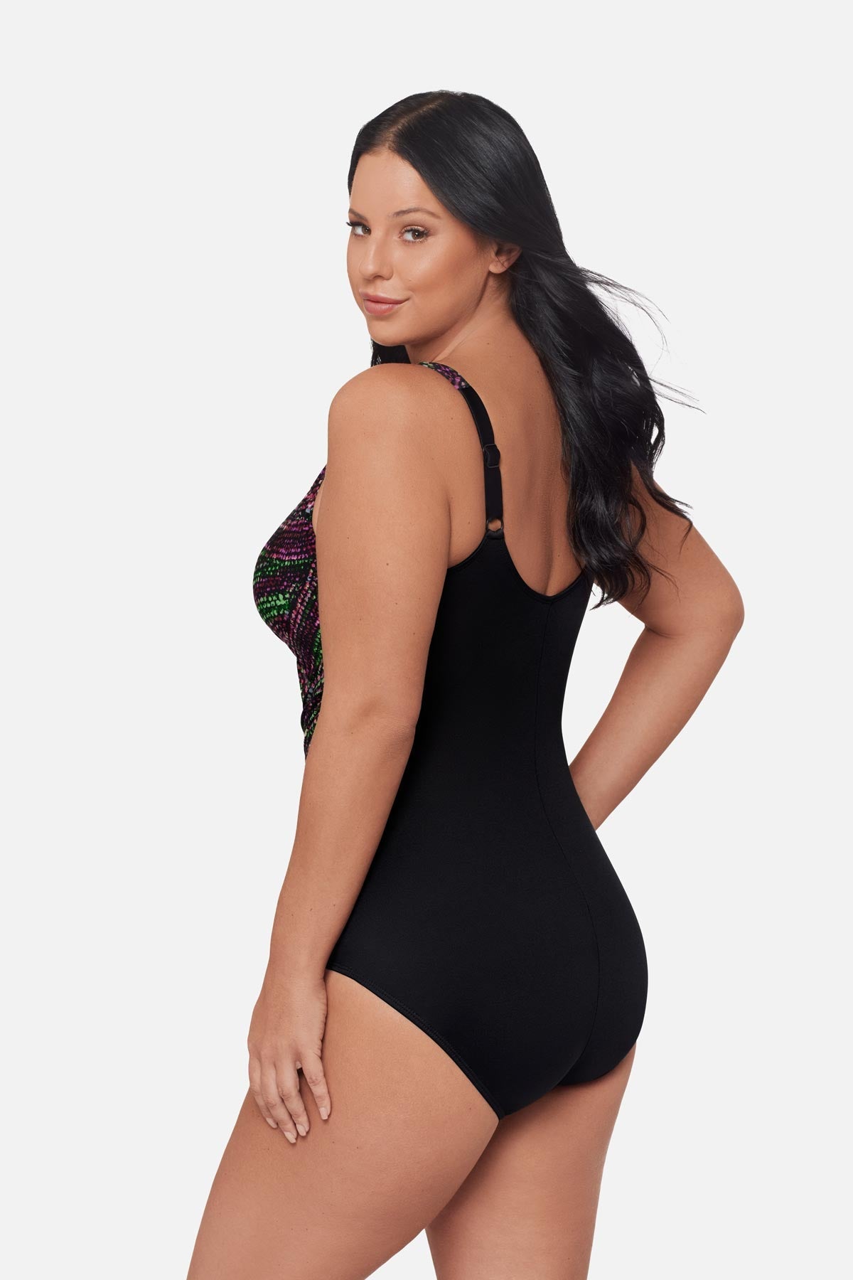 Plus Size Oceanus One Piece Swimsuit in Light Show Black/Multi | Miraclesuit