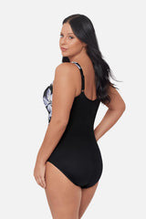 Plus Size Oceanus One Piece Swimsuit in Fiore Di Luna Black/White | Miraclesuit