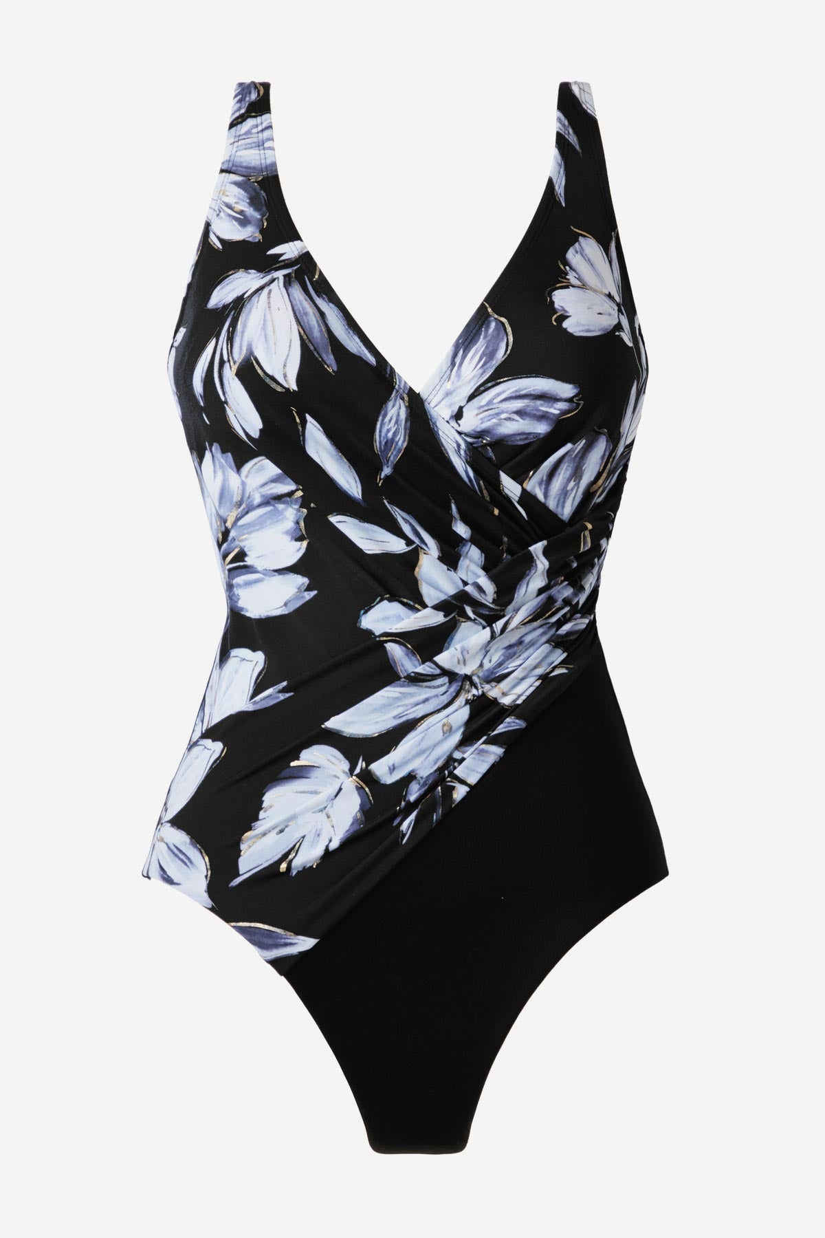 Plus Size Oceanus One Piece Swimsuit in Fiore Di Luna Black/White | Miraclesuit
