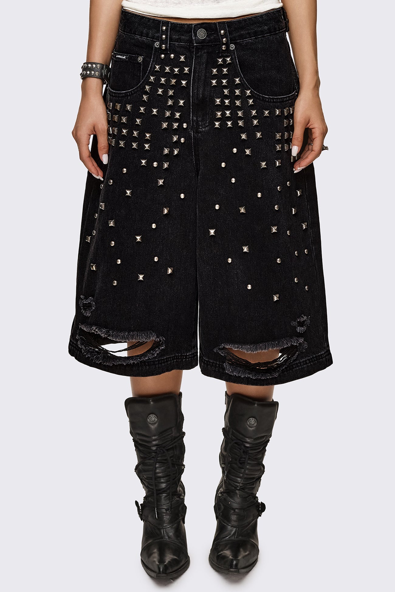Minga London Brat Studded Distressed Jorts