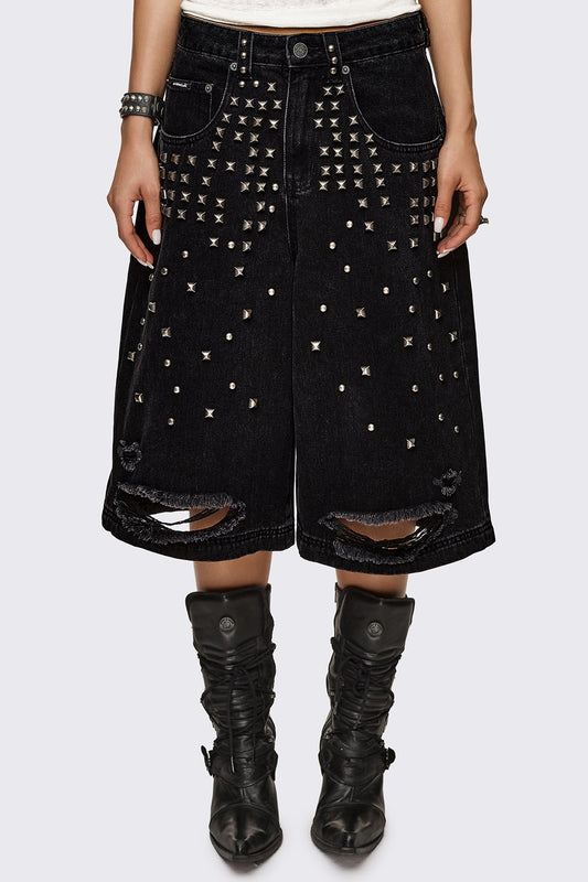Minga London Brat Studded Distressed Jorts
