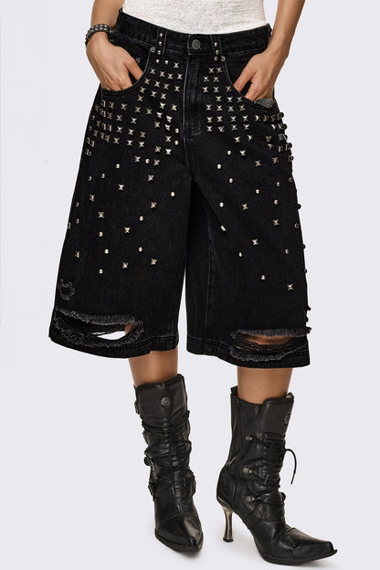 Minga London Brat Studded Distressed Jorts