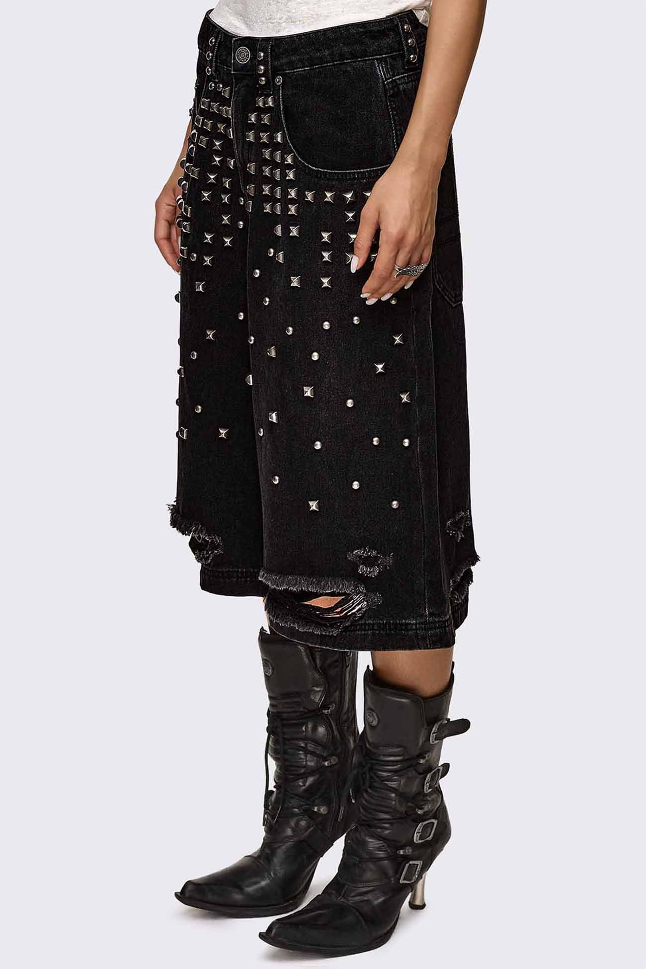 Minga London Brat Studded Distressed Jorts