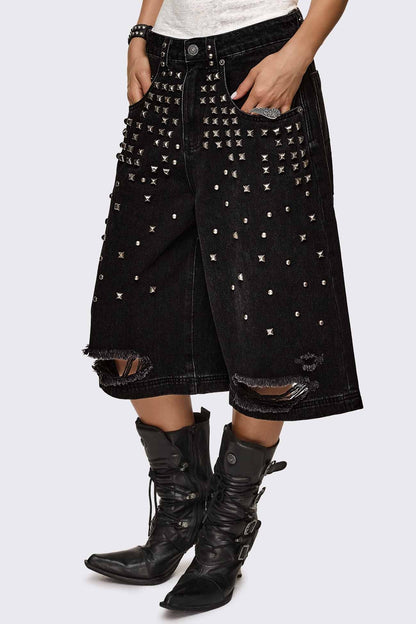 Minga London Brat Studded Distressed Jorts