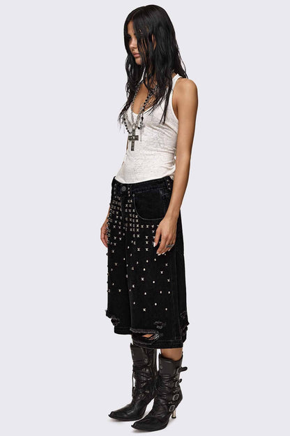 Minga London Brat Studded Distressed Jorts