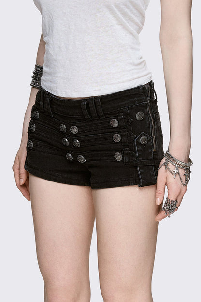 Minga London Hilda Military Mini Denim Shorts