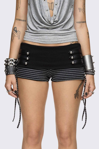 Minga London Empire Military Striped Mini Shorts