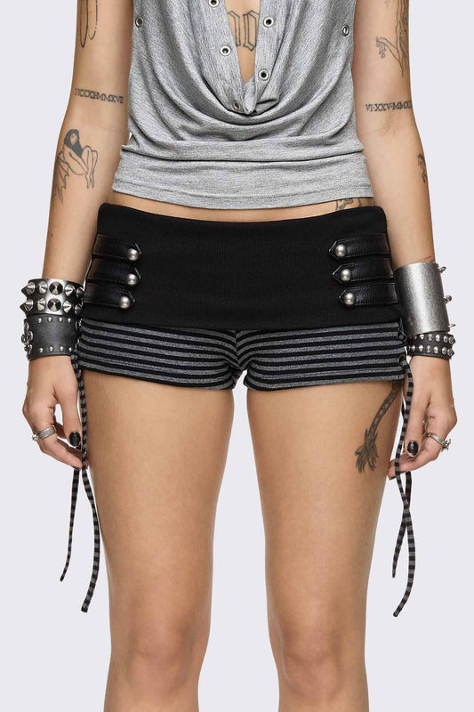 Minga London Empire Military Striped Mini Shorts