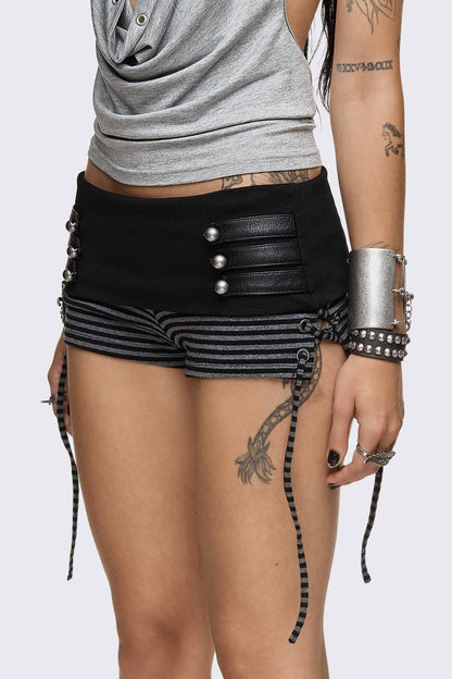 Minga London Empire Military Striped Mini Shorts