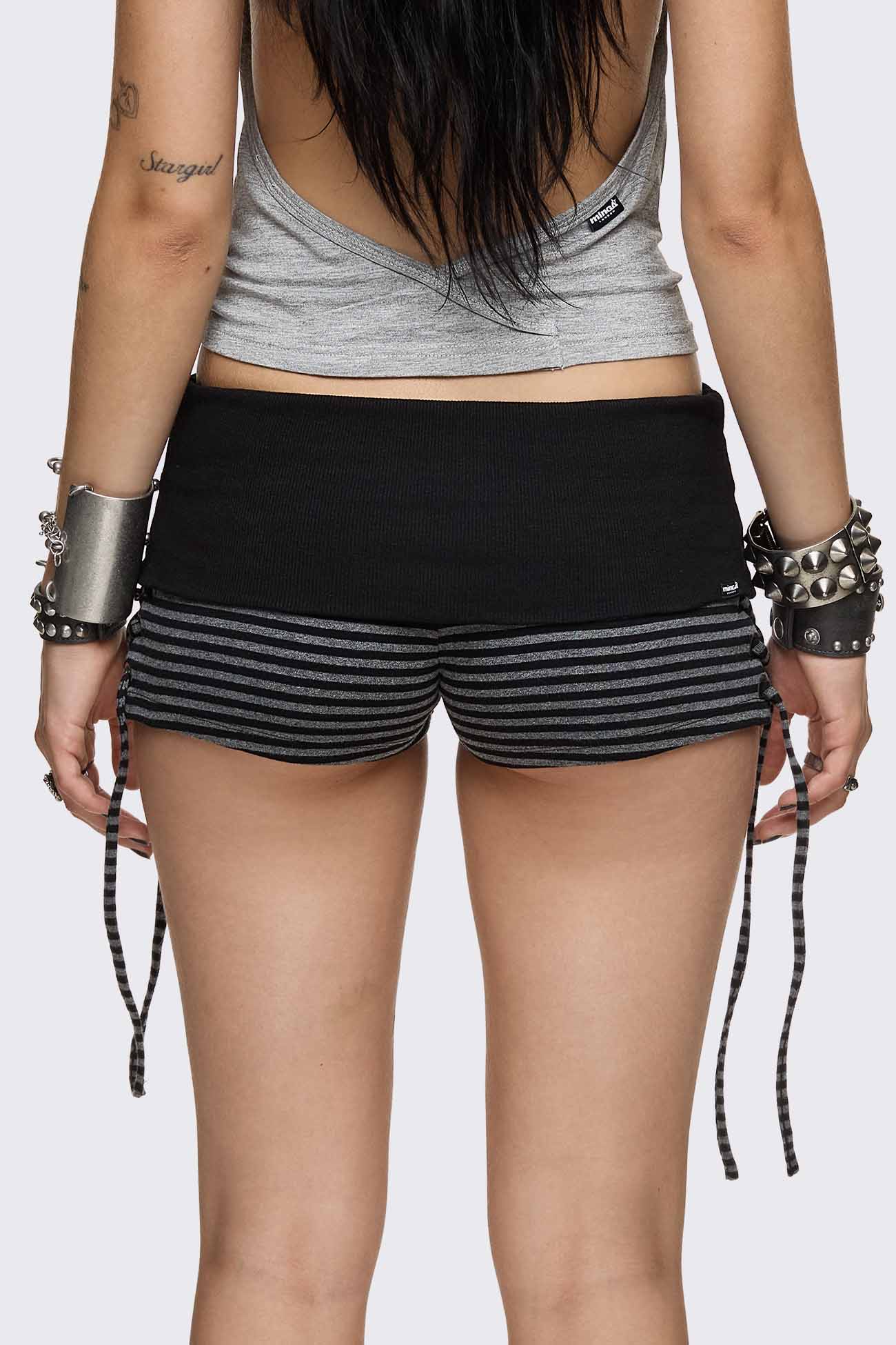 Minga London Empire Military Striped Mini Shorts