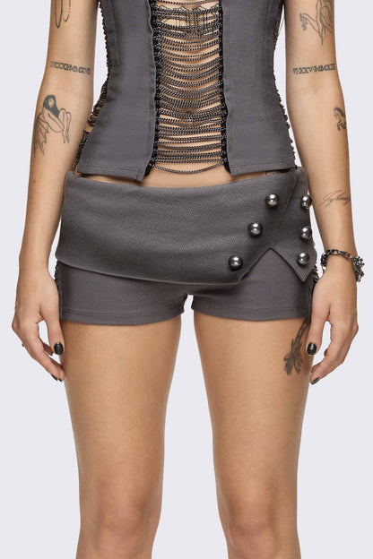 Minga London Wired Dark Grey Chain Mini Shorts