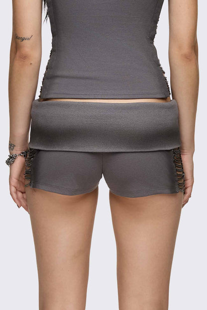 Minga London Wired Dark Grey Chain Mini Shorts
