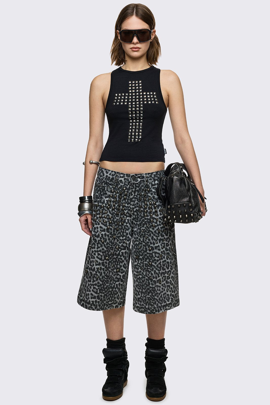 Minga London Leopard Studded Jorts