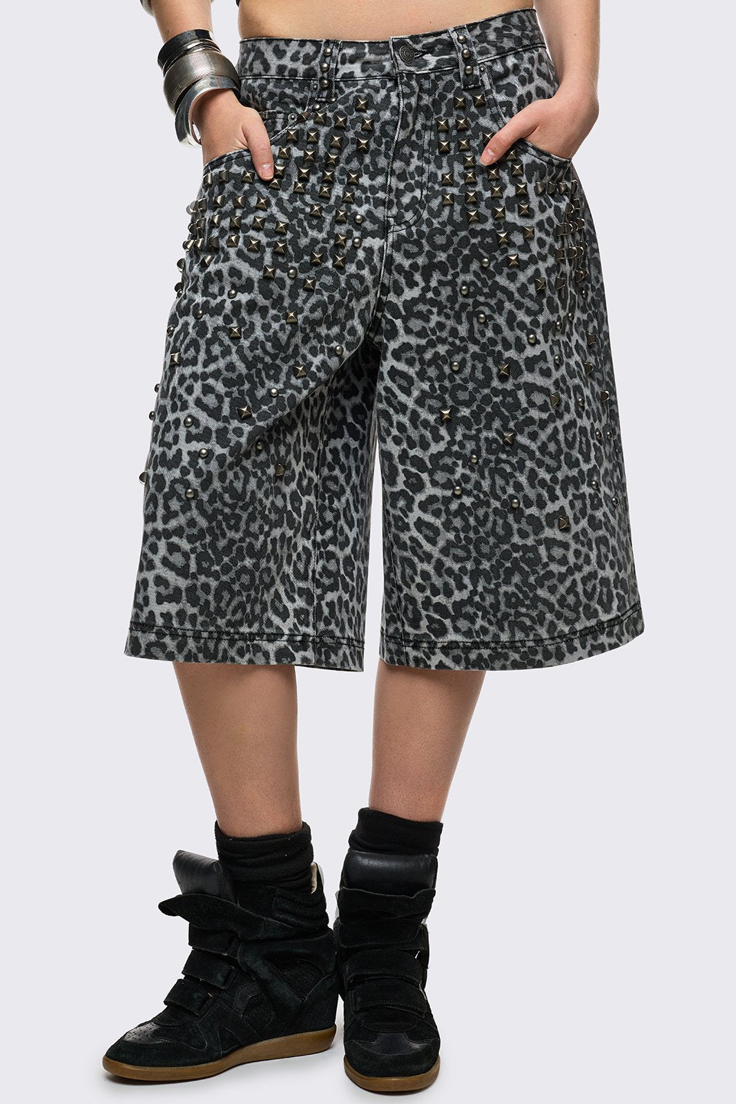 Minga London Leopard Studded Jorts