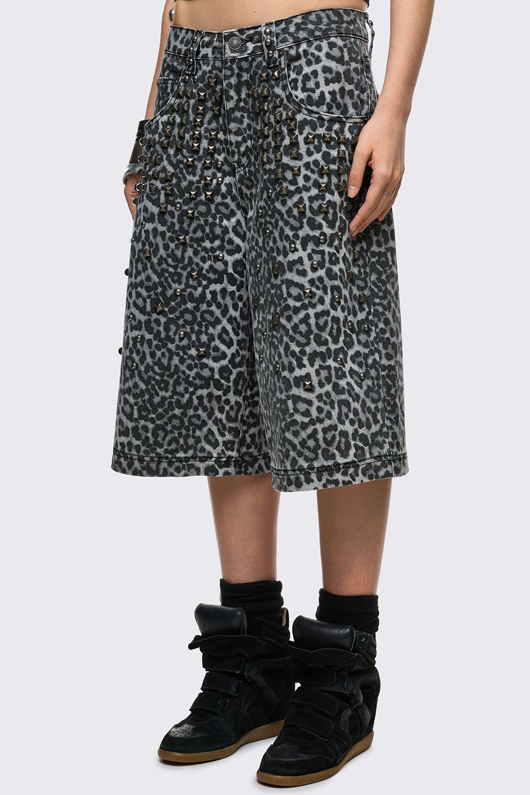 Minga London Leopard Studded Jorts