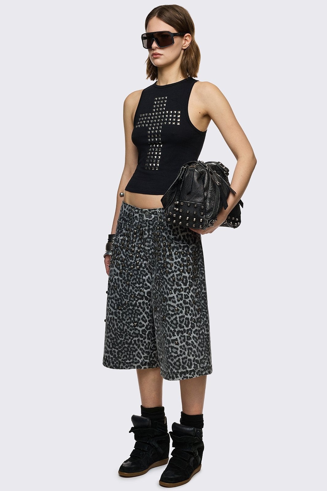 Minga London Leopard Studded Jorts