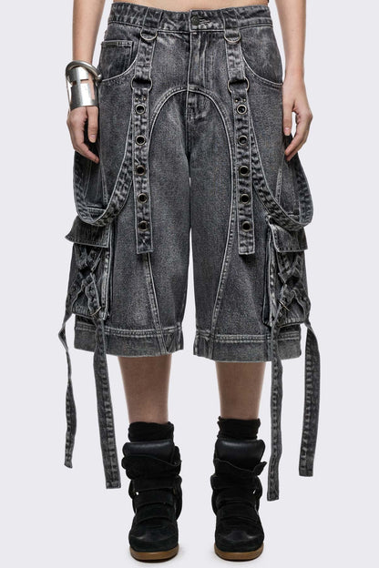 Minga London Trek Grey Washed Cargo Jorts