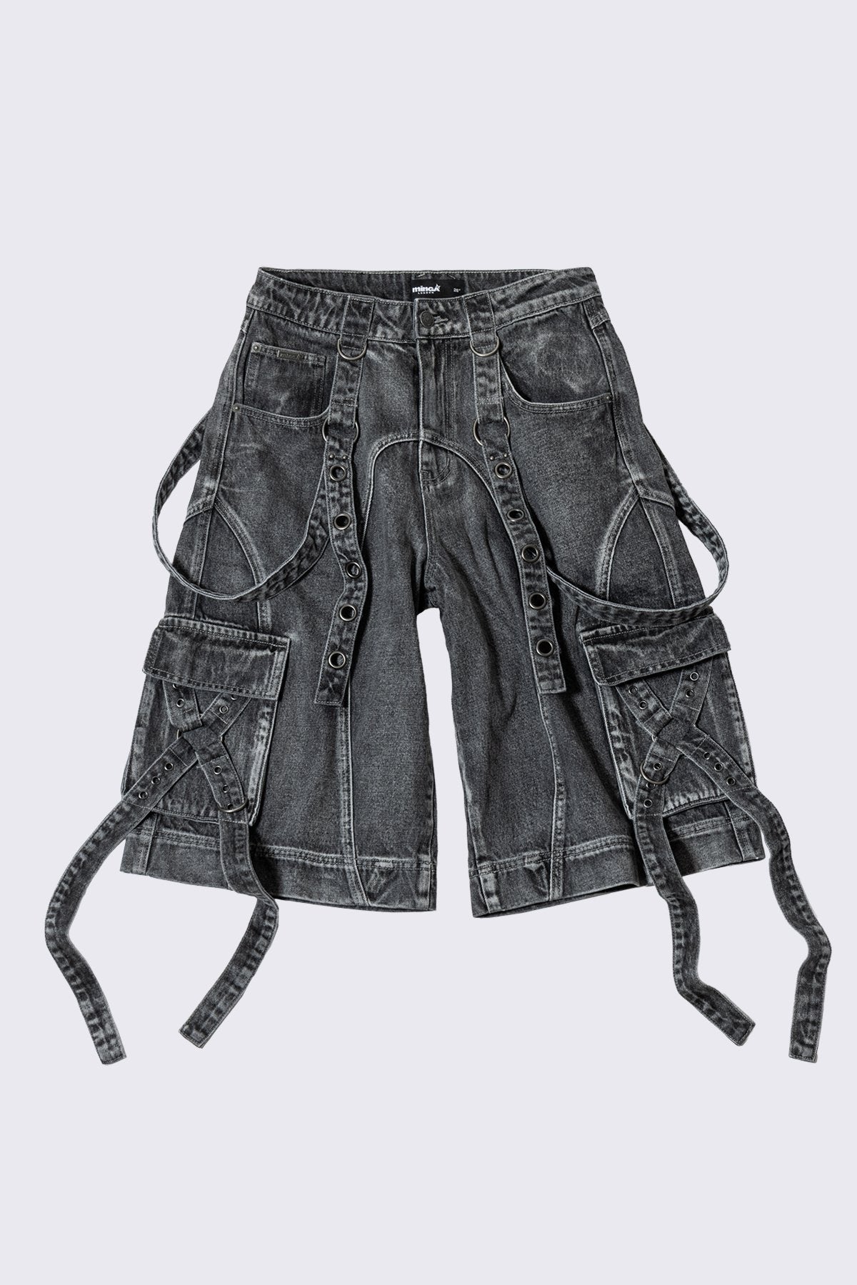 Minga London Trek Grey Washed Cargo Jorts