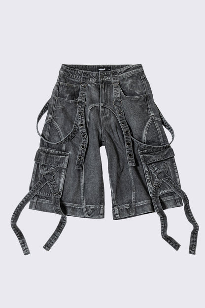 Minga London Trek Grey Washed Cargo Jorts