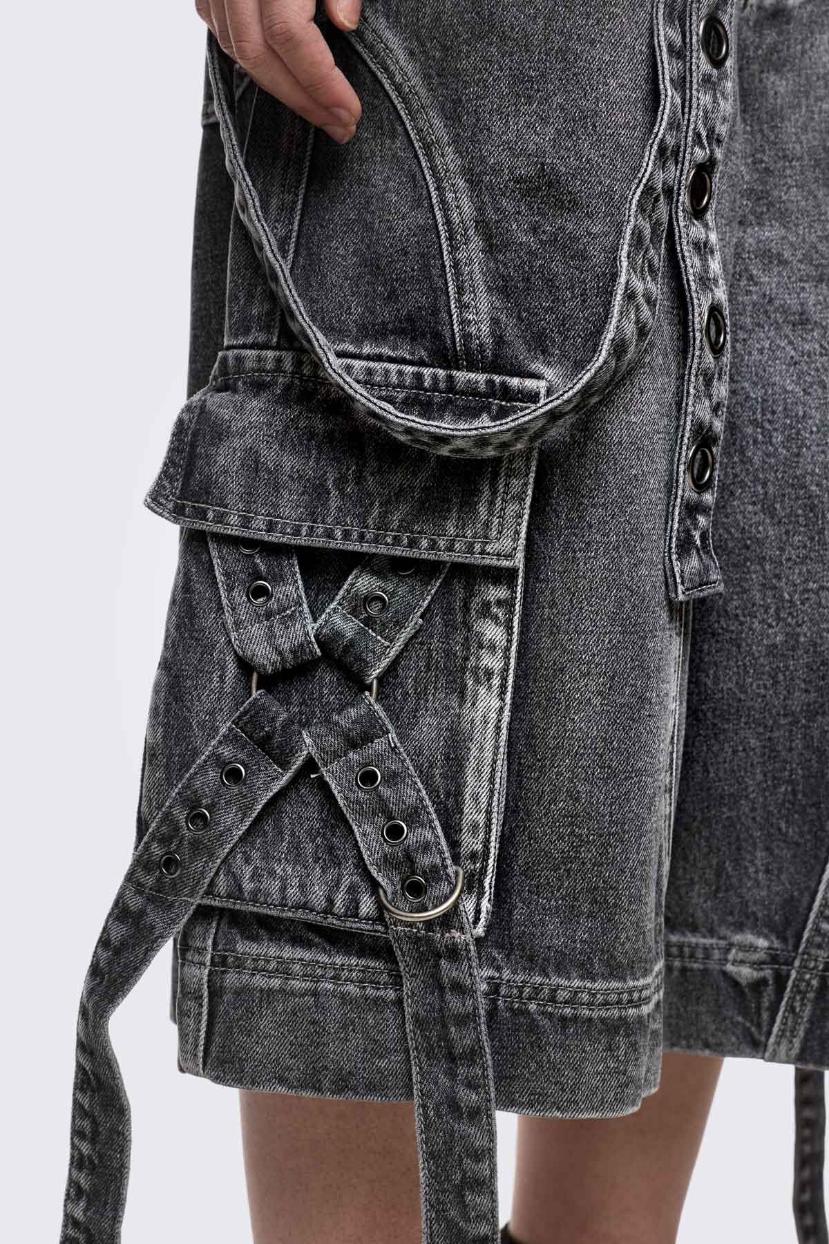 Minga London Trek Grey Washed Cargo Jorts