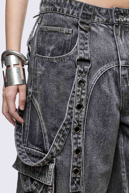 Minga London Trek Grey Washed Cargo Jorts