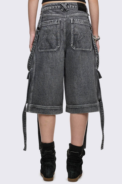 Minga London Trek Grey Washed Cargo Jorts