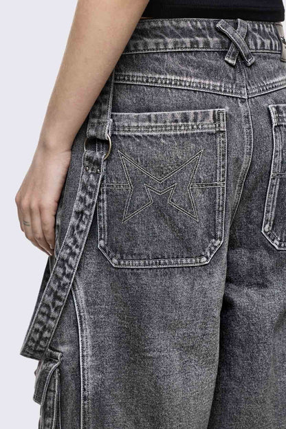 Minga London Trek Grey Washed Cargo Jorts